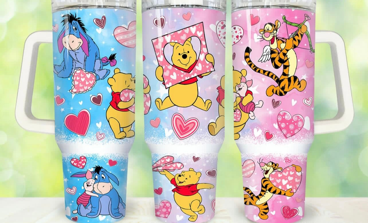 Pooh Valentines 40oz Dupe Tumbler