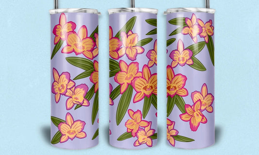 Pink & Orange Orchids 20oz Tumbler