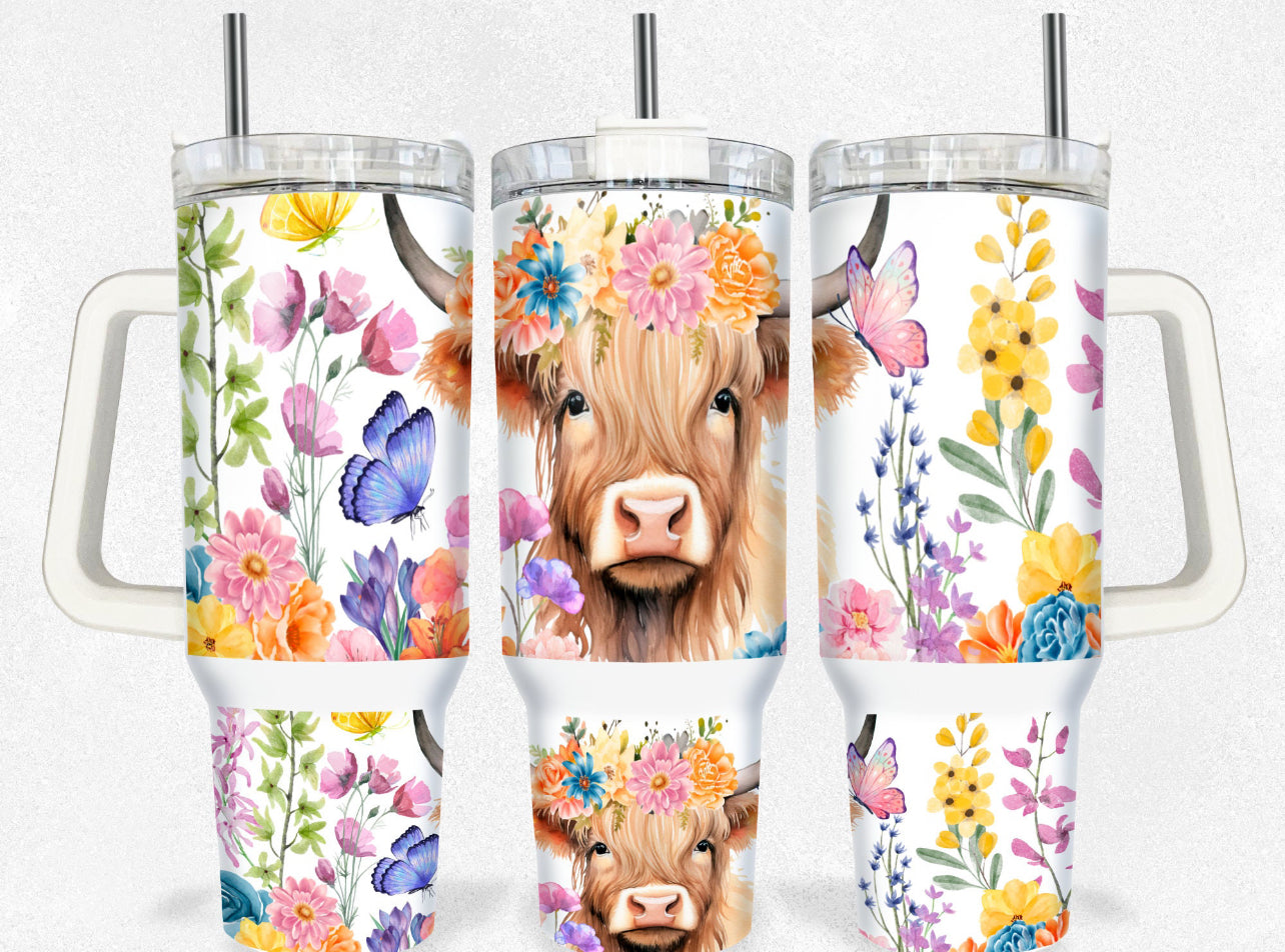 Floral Cow 40oz Dupe Tumbler