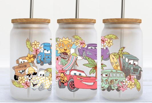 Boho Cars 16oz Glass Can