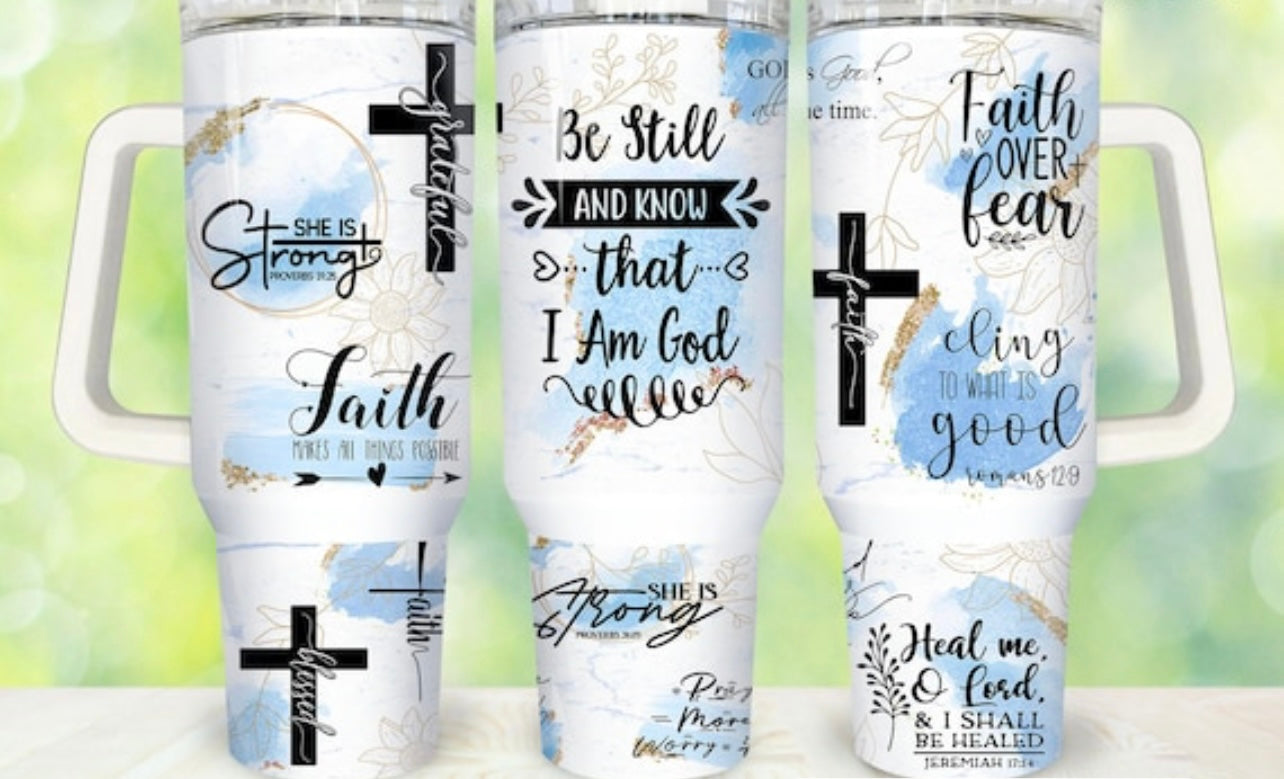 Faith Over Fear Scriptures 40oz Dupe Tumbler